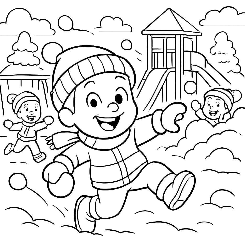 pelea de bolas de nieve en el patio de recreo