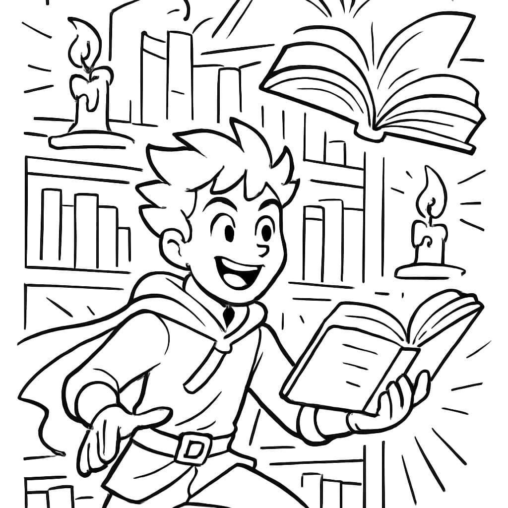 étagère avec des livres ouverts et des bougies, art linéaire minimal