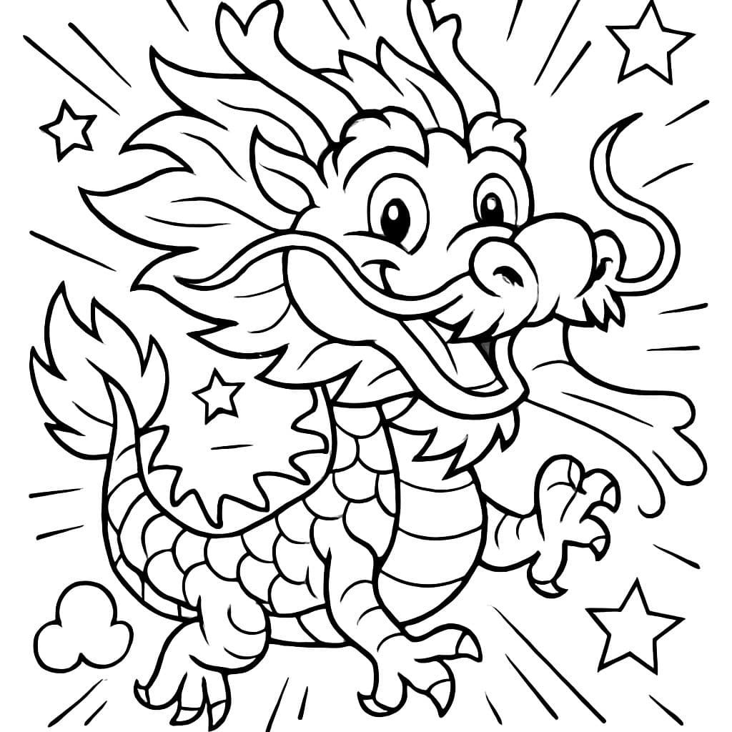 Una cara de oruga amigable sin cuerpo vestida como un dragón chino con un largo hocico