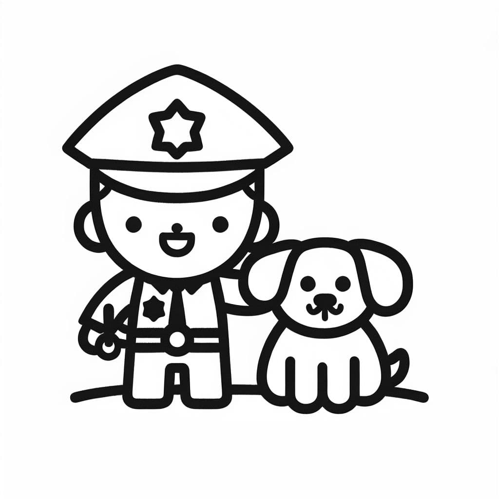 Ein Polizist steht neben seinem Polizeihund und ist bereit, die Stadt zu beschützen.