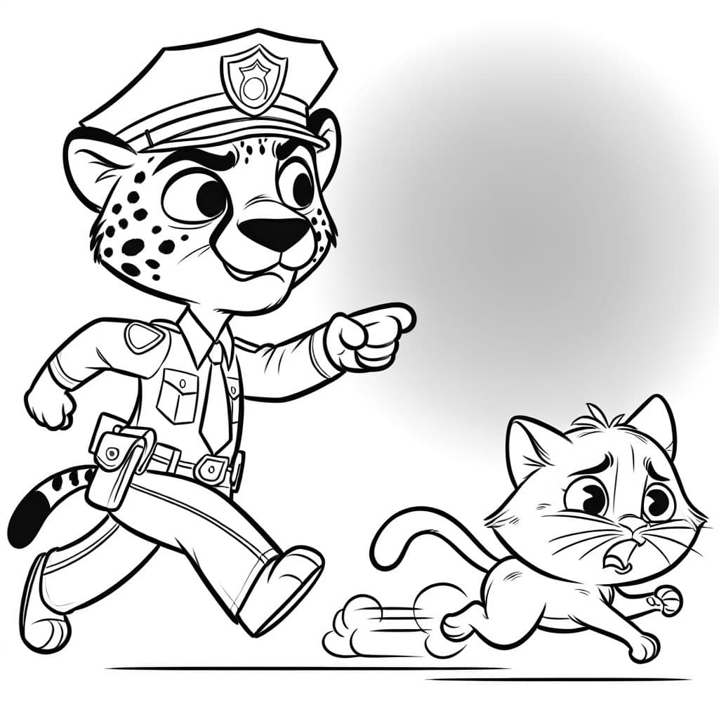 Cheetah dressed as police is chasing a cat burglar