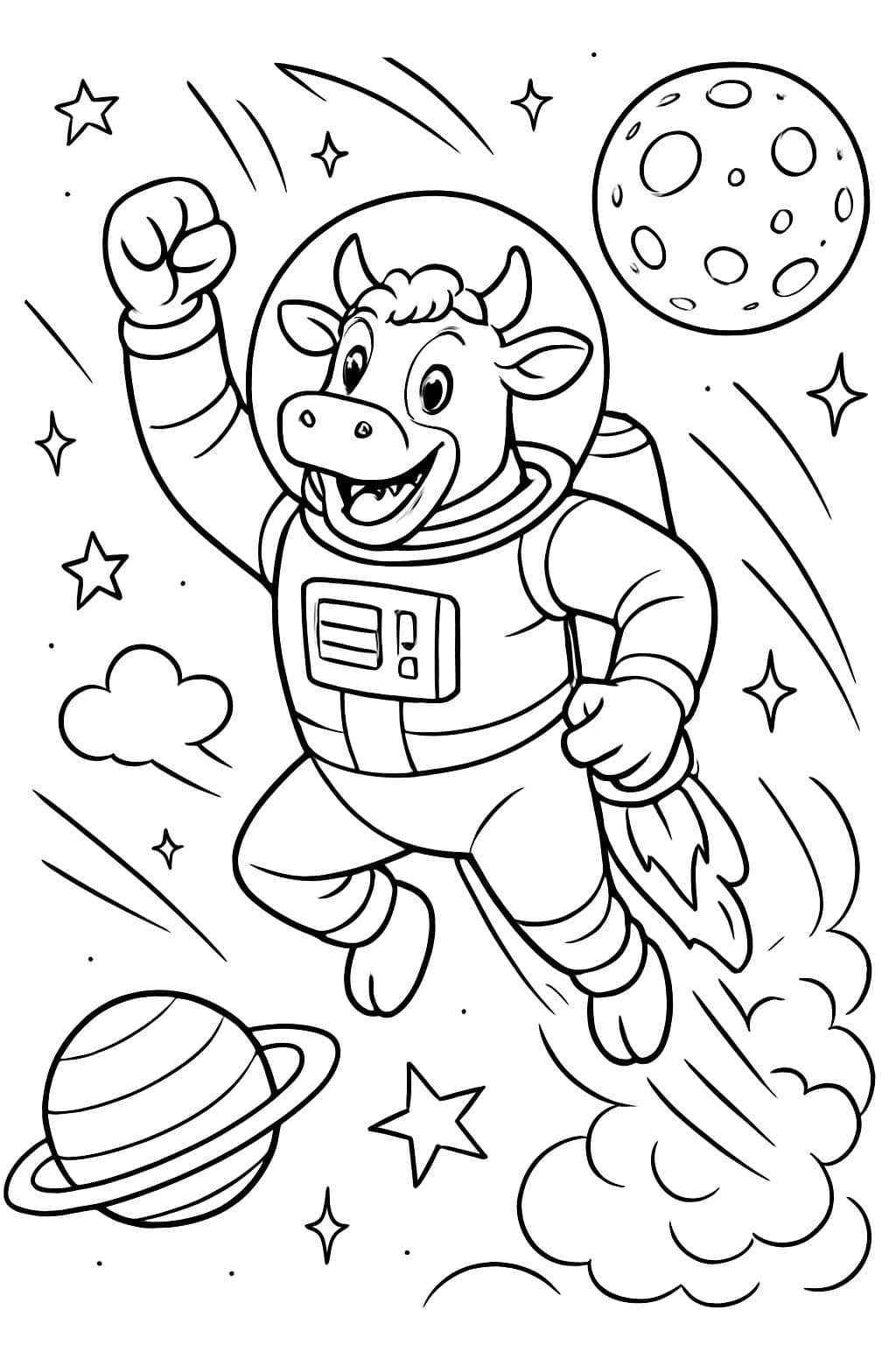 Eine Kuh, die ins All fliegt, um den Moooooooooooooon zu sehen.