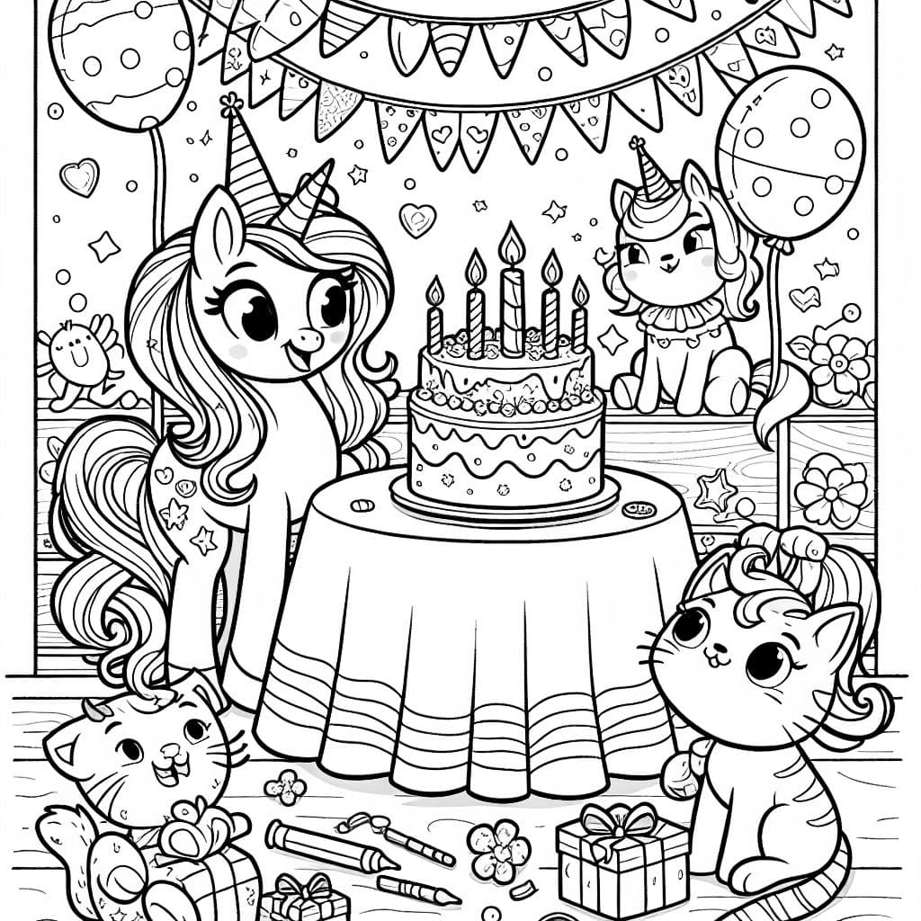 Alles Gute zum Geburtstag Molly mit Ponys und Katzen