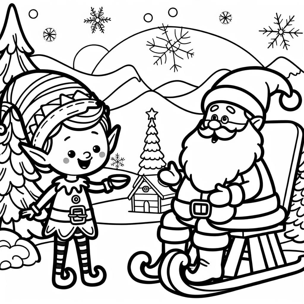 Ein weihnachtswichtel am Nordpol mit Weihnachtsmann