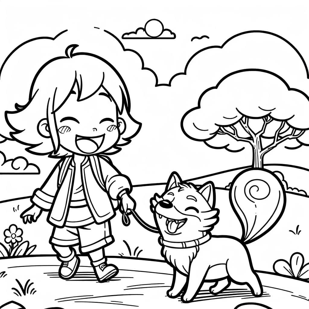 animal feliz y juguetón y una niña de 12 años