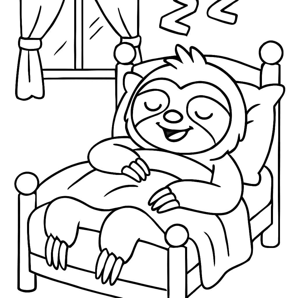 ein Faultier das gemütlich im Bett liegt und schläft