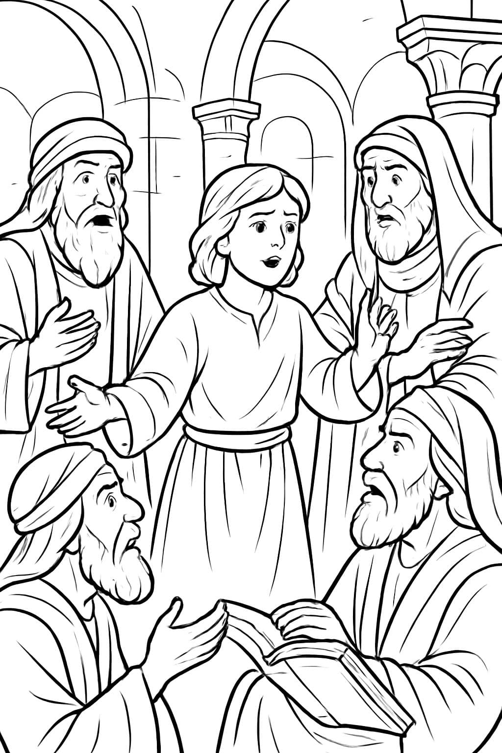 Der Fund unseres Herrn im Tempel im Stil von Giotto