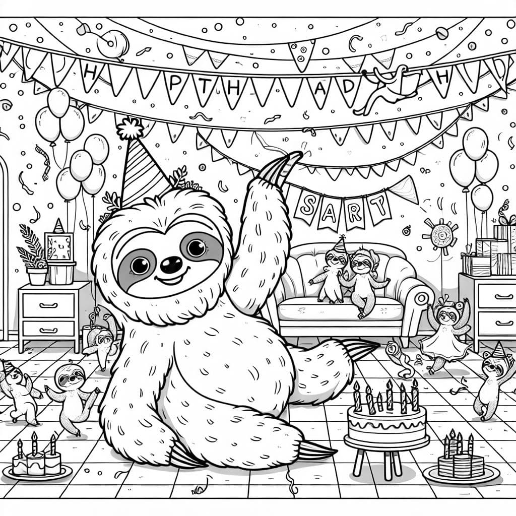 Perezoso en la fiesta de cumpleaños de Carter