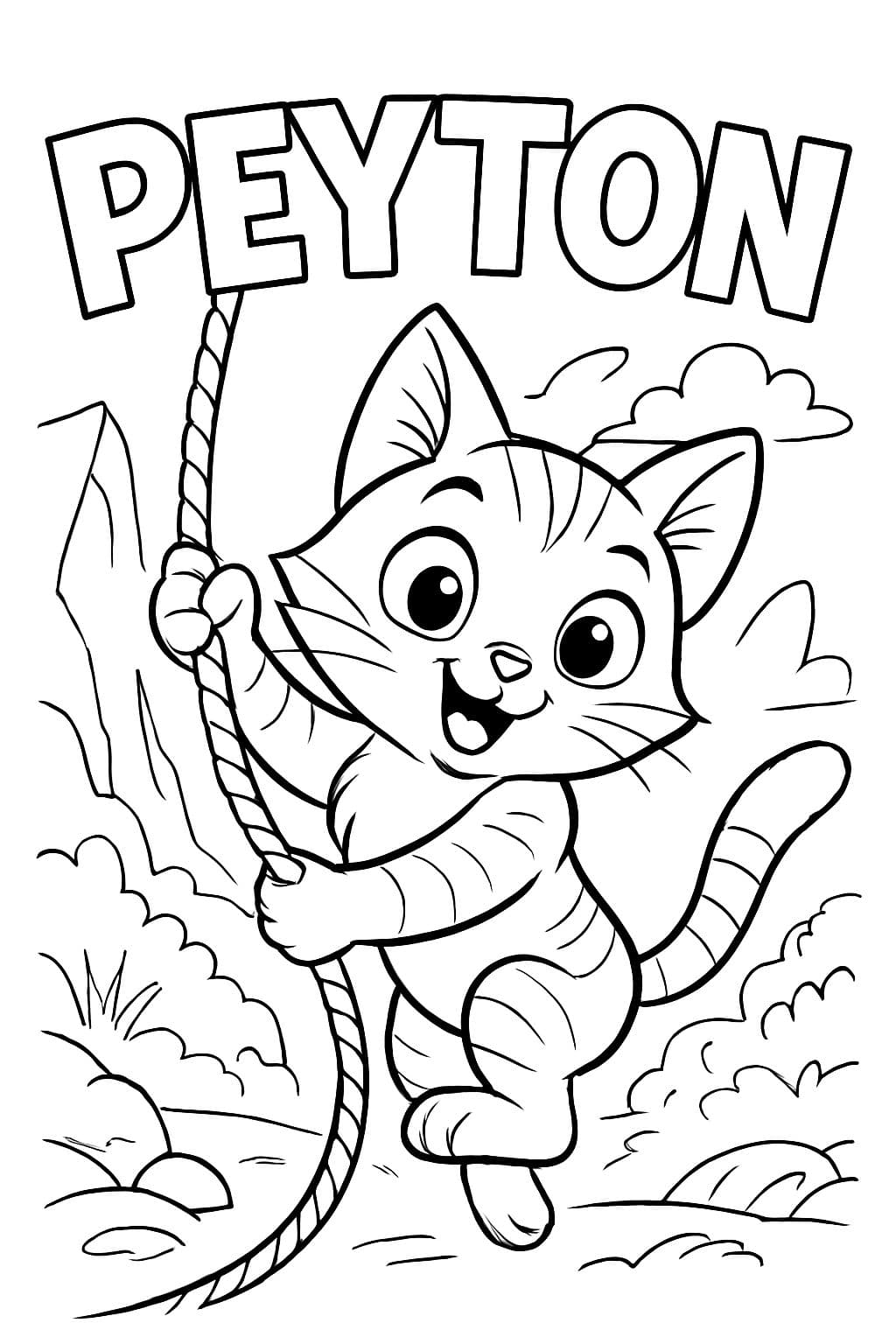 gatito con el nombre Peyton en fuente mediana