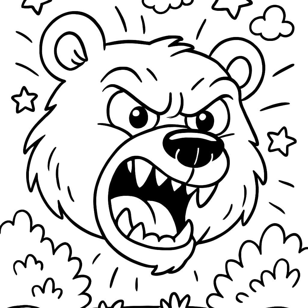 Erstelle mir ein Bild von einem aggresivem Bärenkopf.