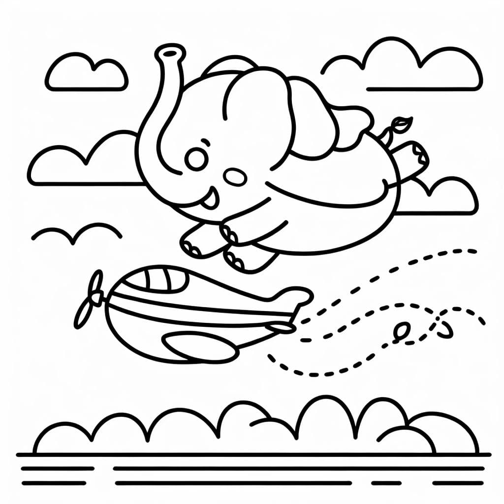 Un éléphant pilotant un avion vit des aventures passionnantes dans le ciel.