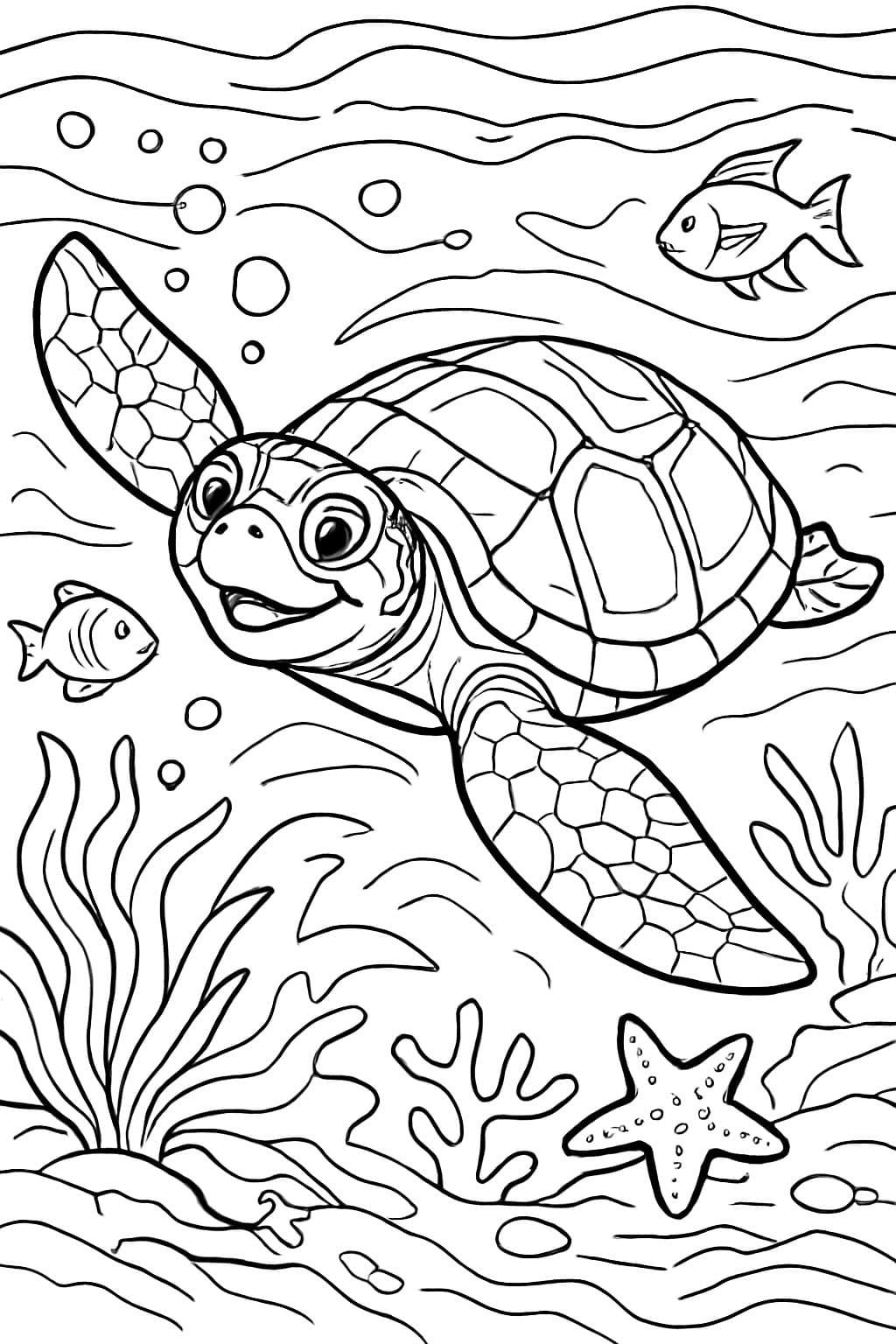 una imagen intrincada de una tortuga marina para adultos
