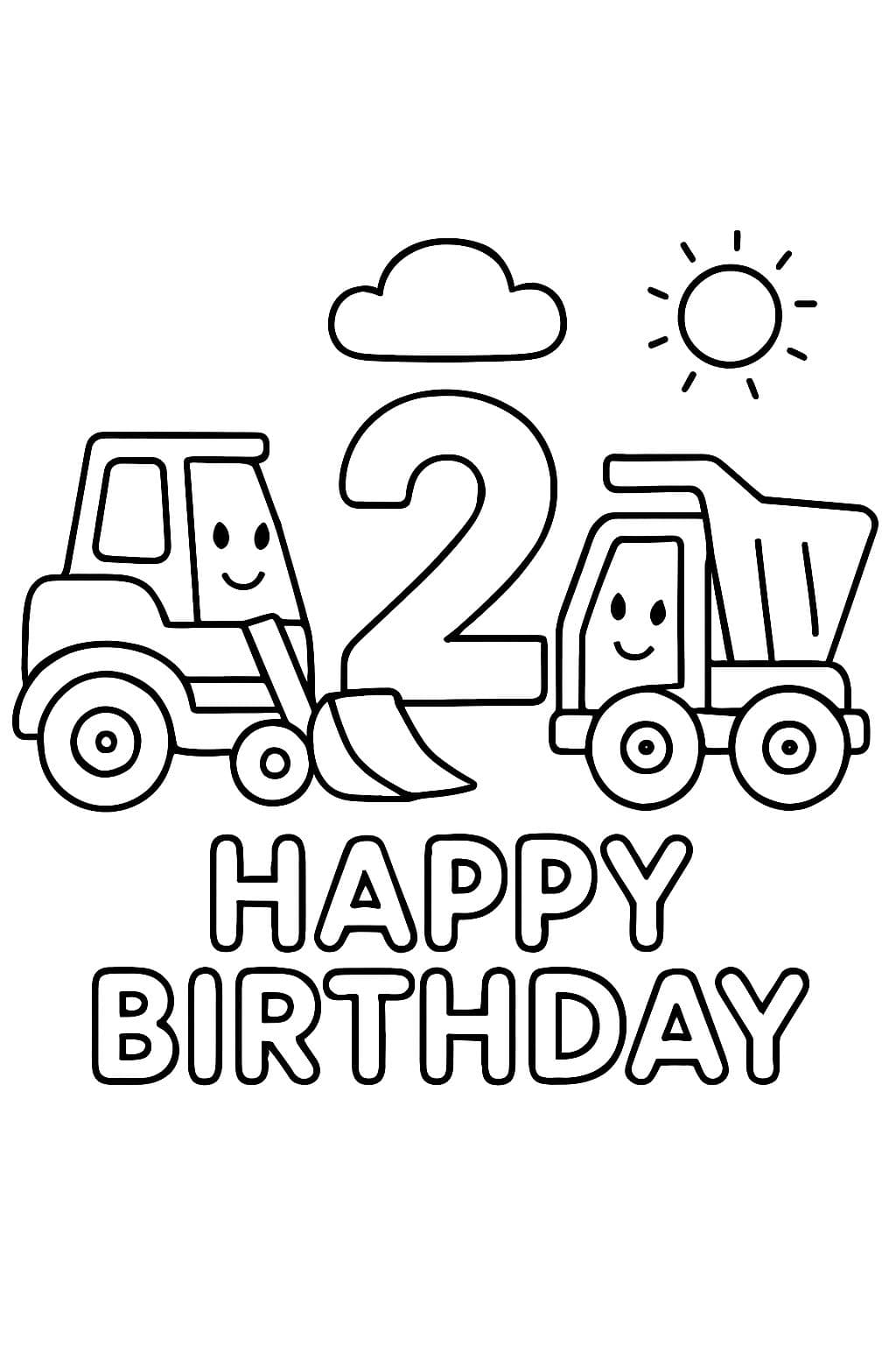 Vehículos de construcción feliz 2º cumpleaños