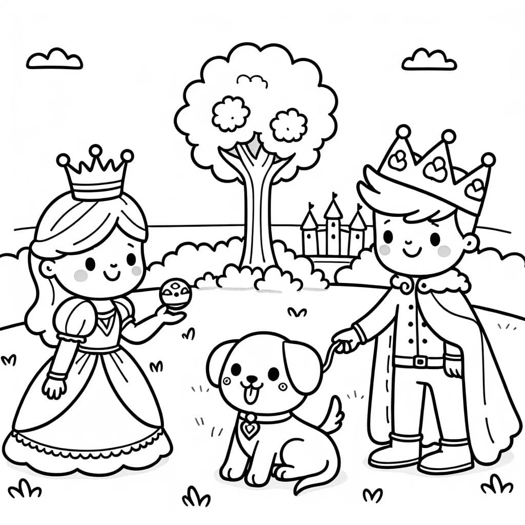 Una reina y un rey jugando a traer con una reina perra