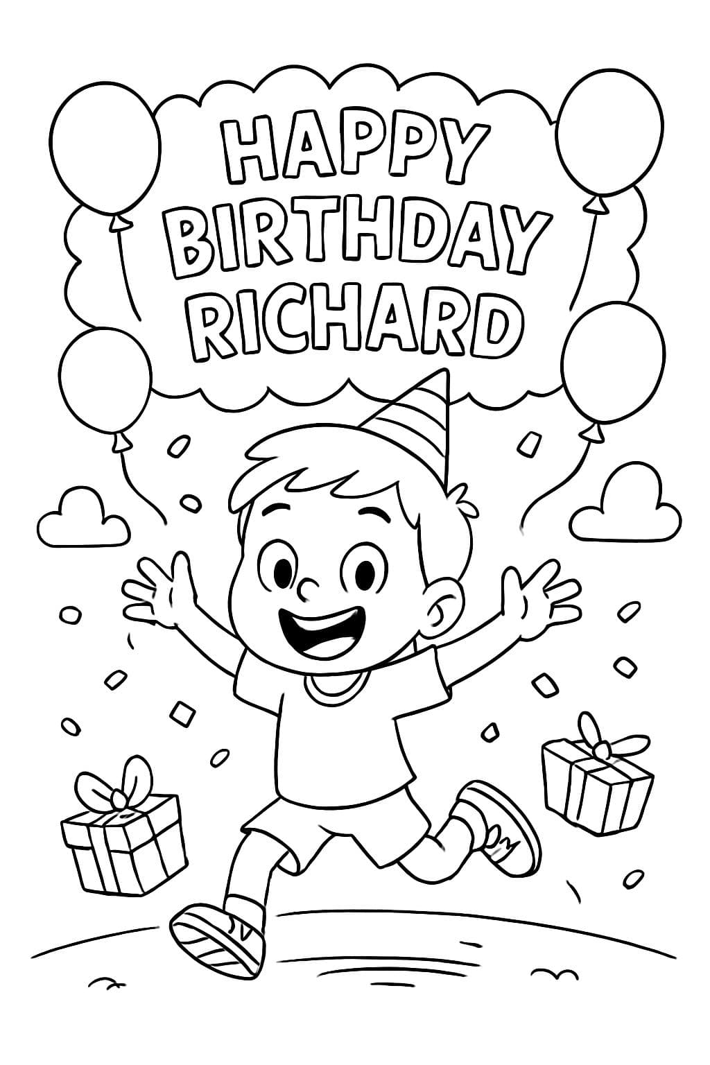 Alles Gute zum Geburtstag, Richard, während ein Plan springt.