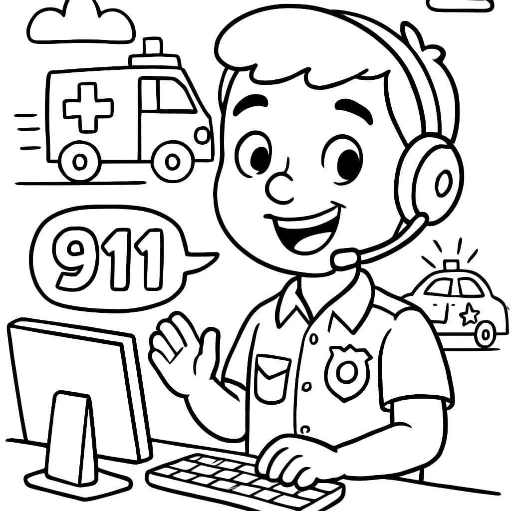 Despachador masculino de emergencia 911 en uniforme