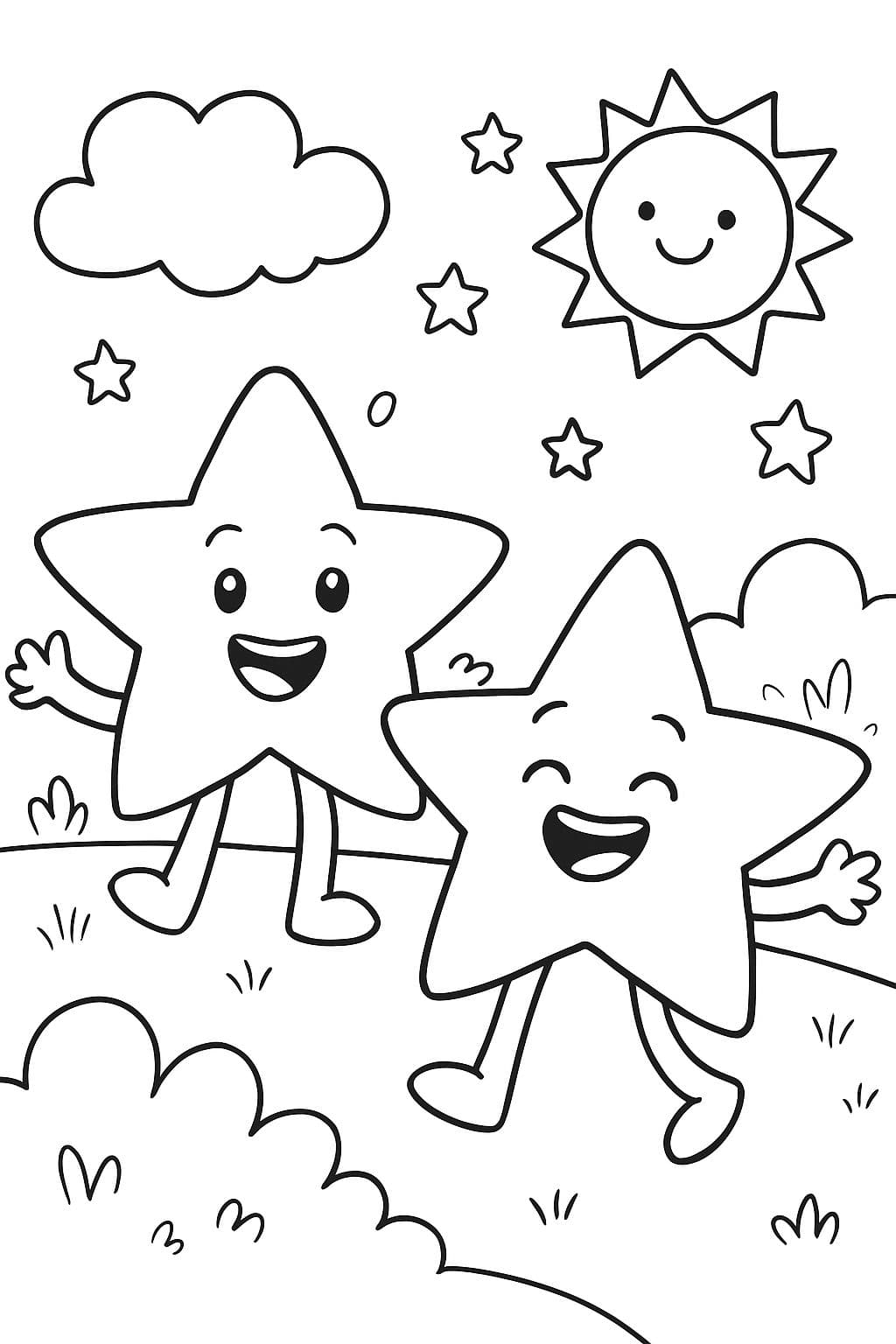 dos estrellas para colorear, completamente vacías