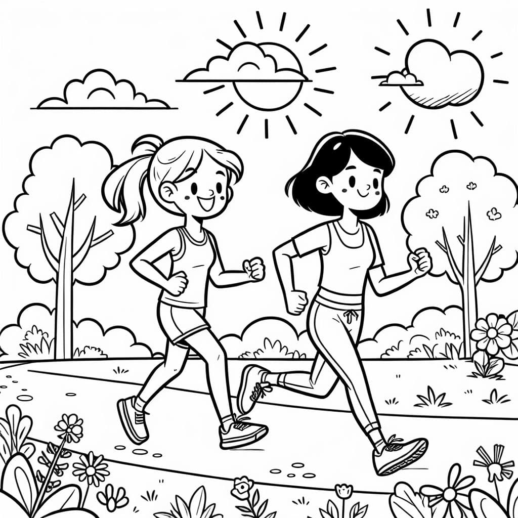 Une coureuse avec des cheveux courts et une coureuse avec des cheveux longs dans la nature