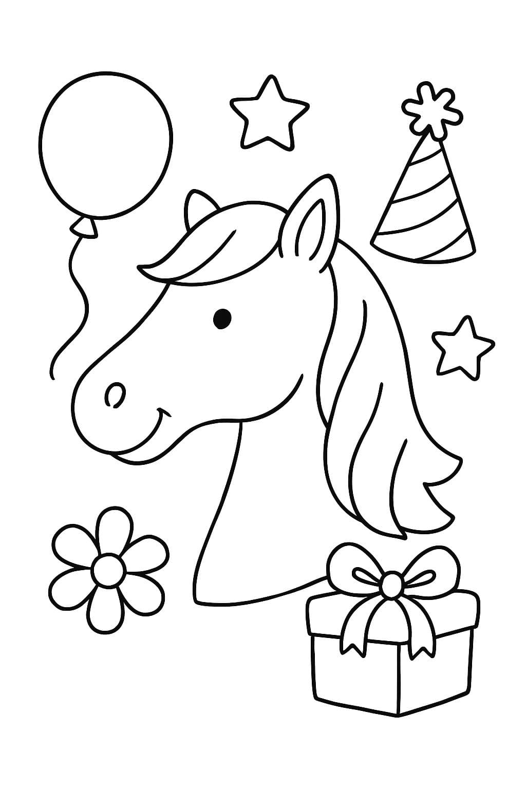 un modèle en forme de tête de cheval pour une invitation d'anniversaire