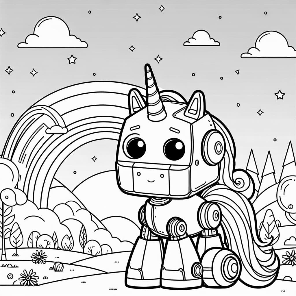 Un robot unicornio para que los niños pinten.