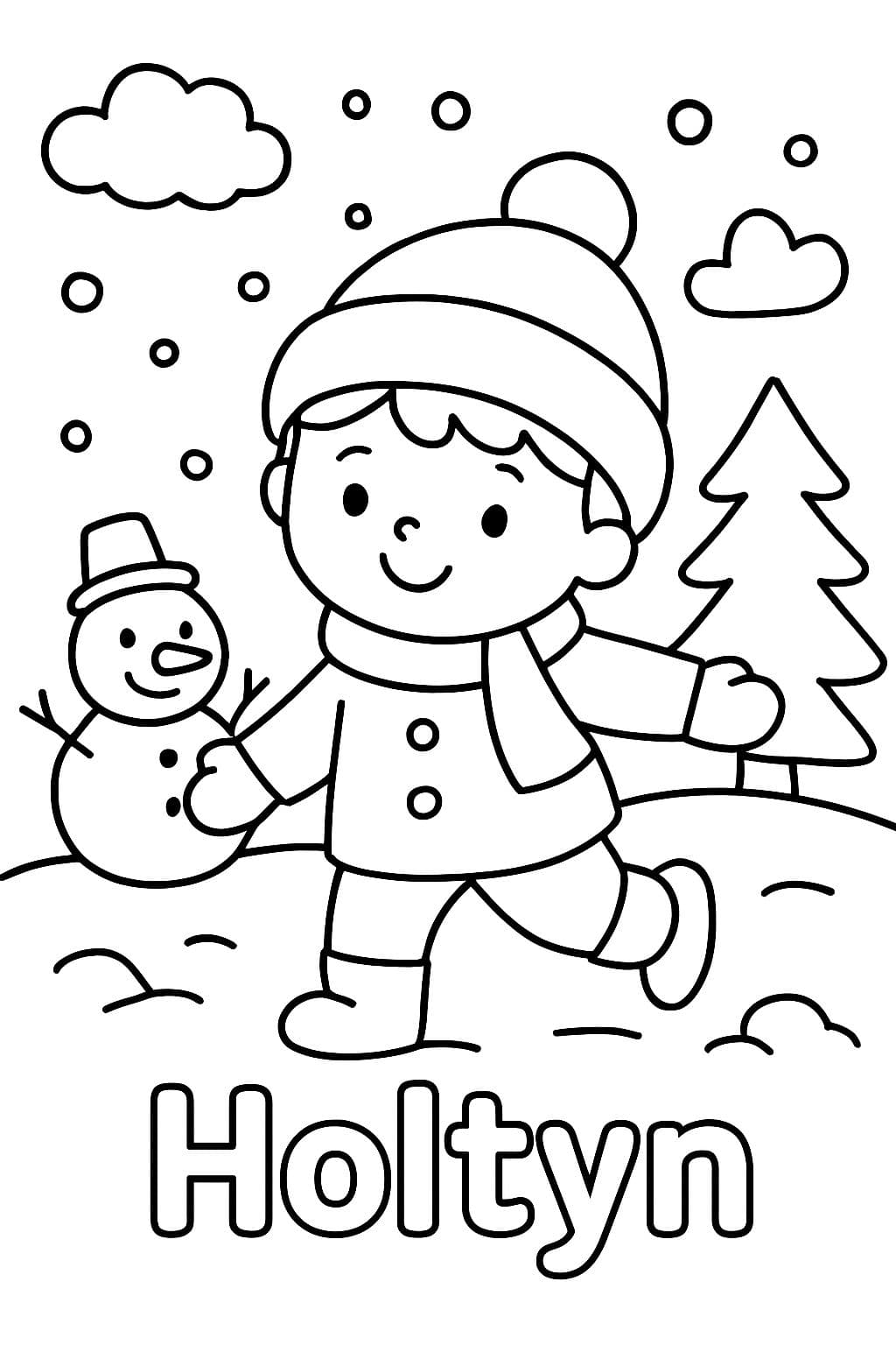 una página para colorear de invierno personalizada Holtyn
