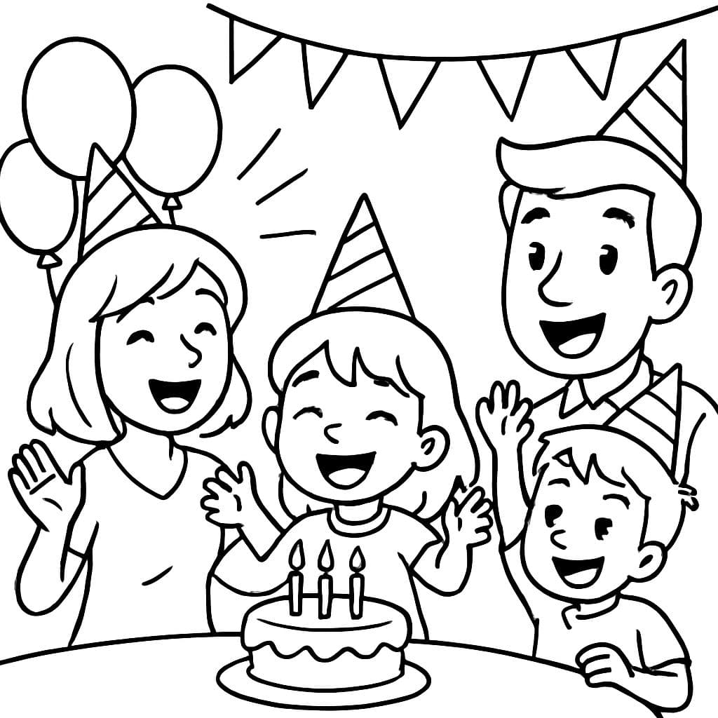Mamá, papá y hermano celebrando la fiesta de la hermana.