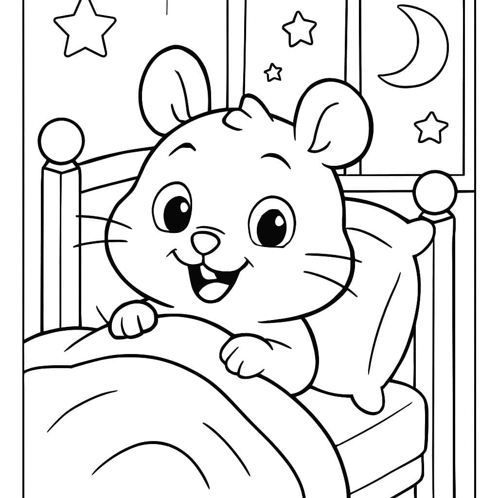 un lindo bebé hámster en la cama dentro de un marco