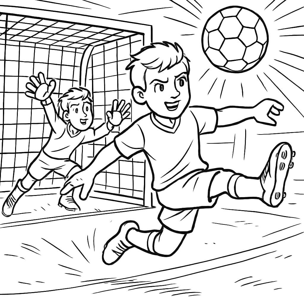 Jugador de fútbol marcando un gol, el portero no detiene el balón