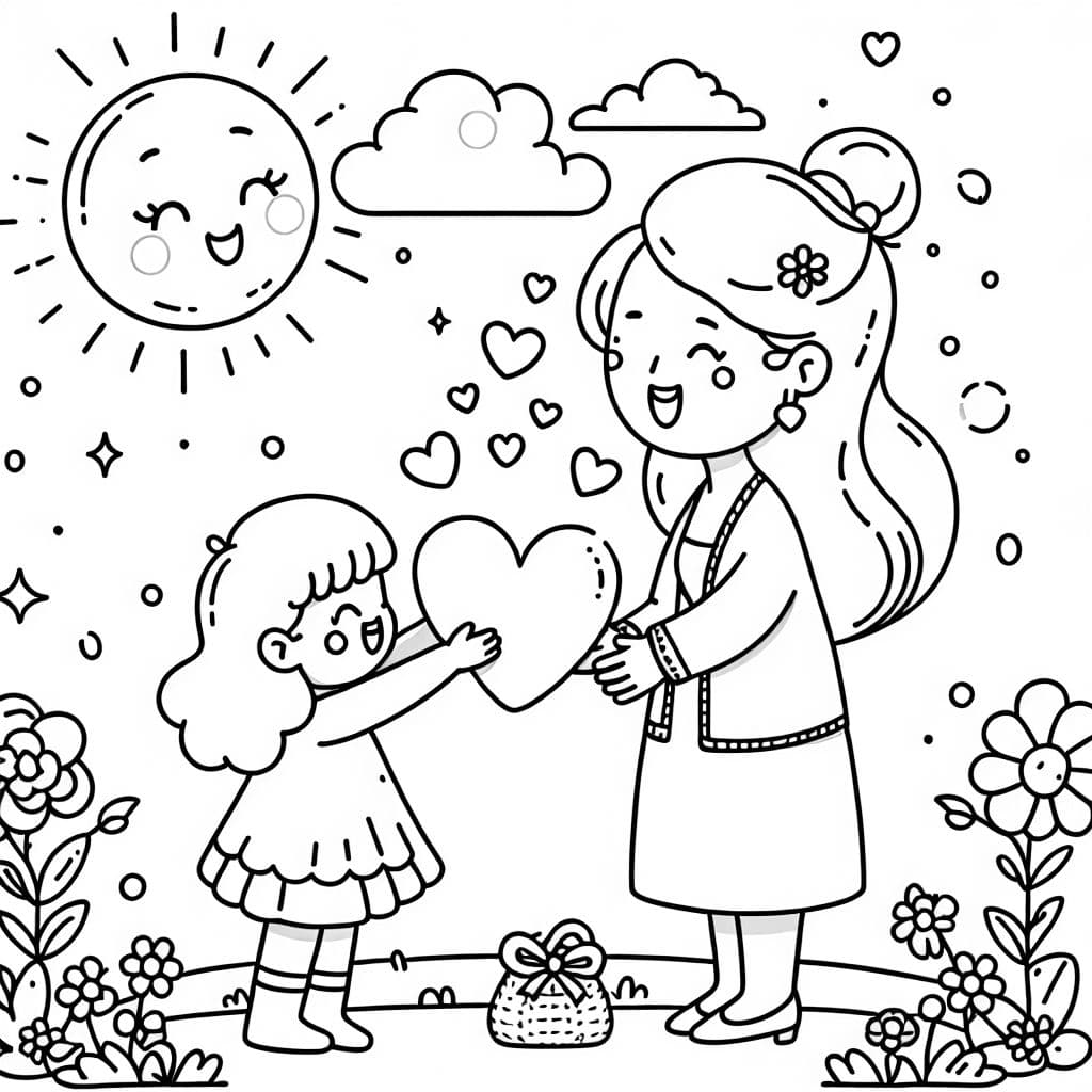 Una niña amando a su mamá en el día de la madre