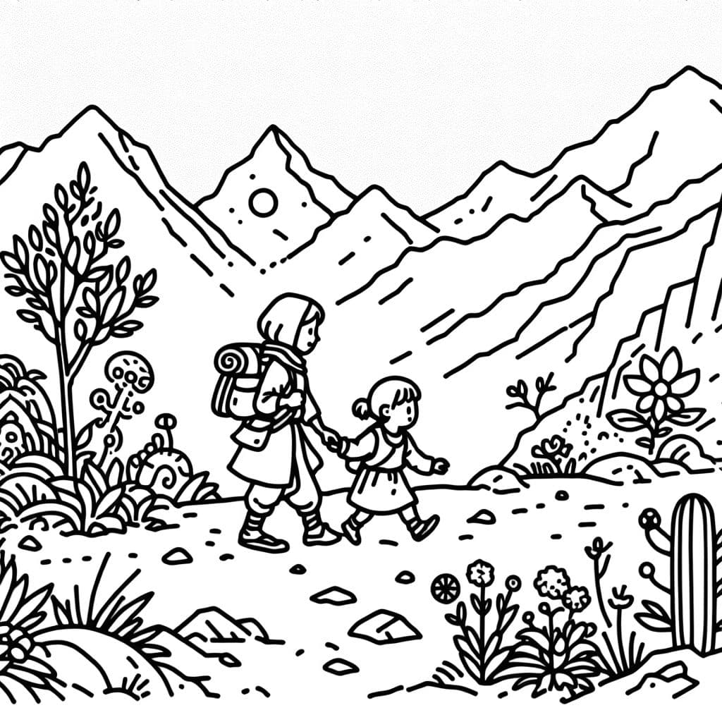 Una niña pequeña en una aventura con su mamá.