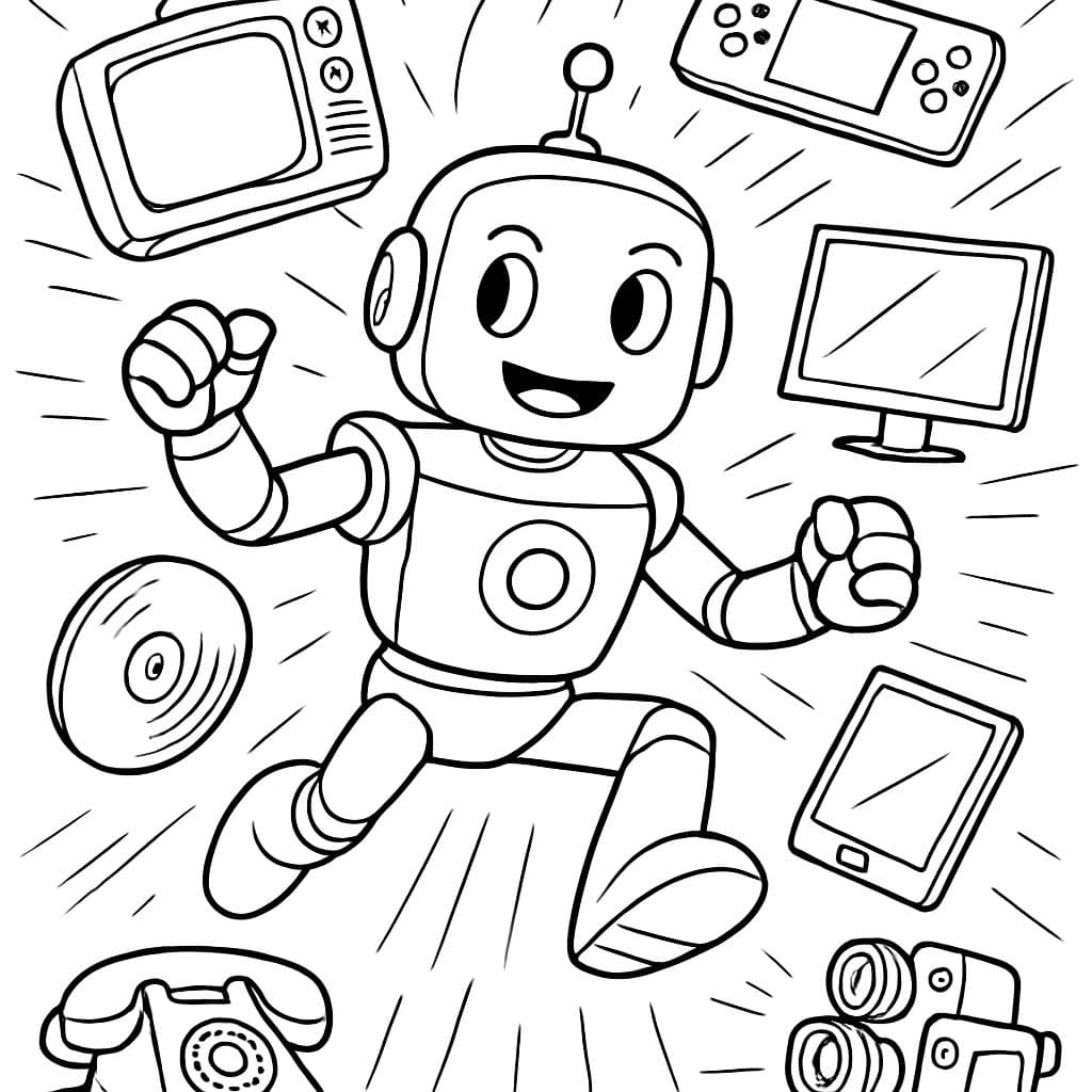 Medien und Technologie im laufe der Zeit mit Roboter