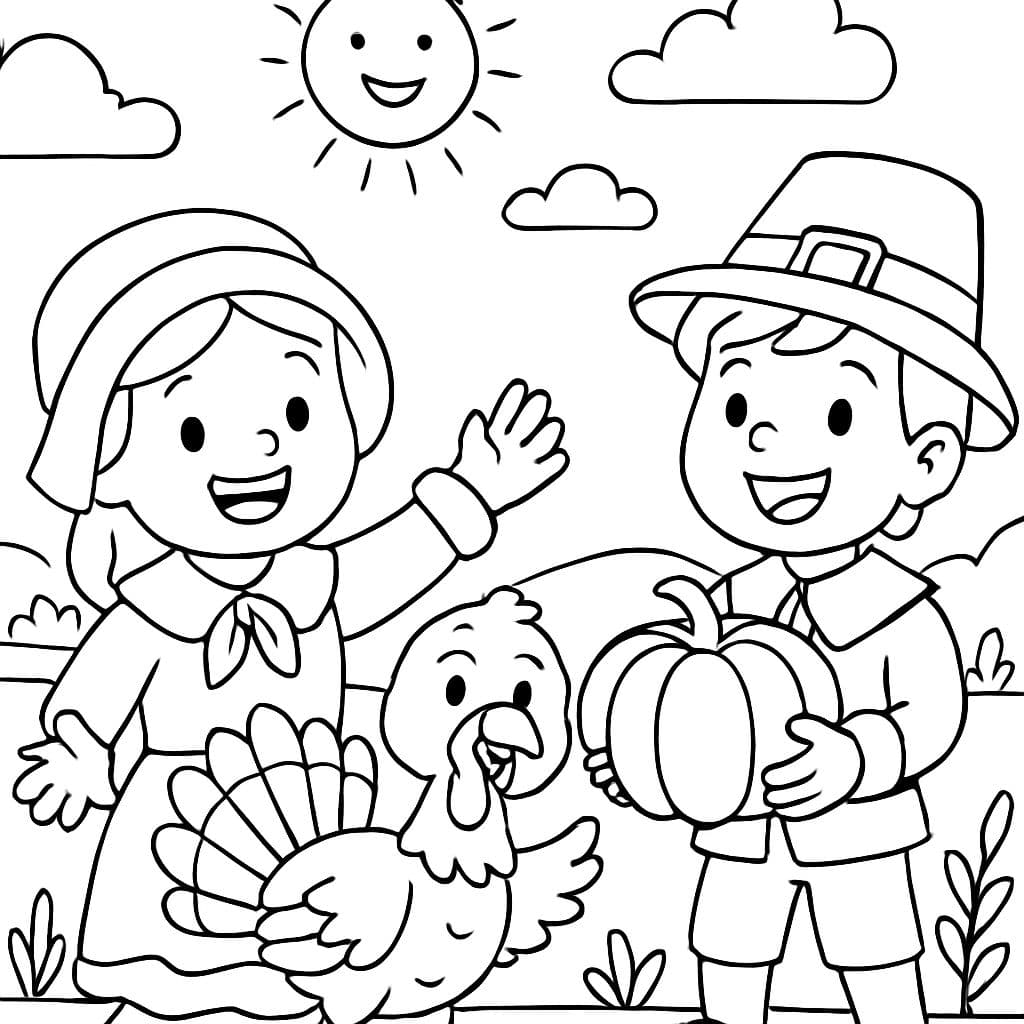 Página para colorear cristiana con tema de Acción de Gracias