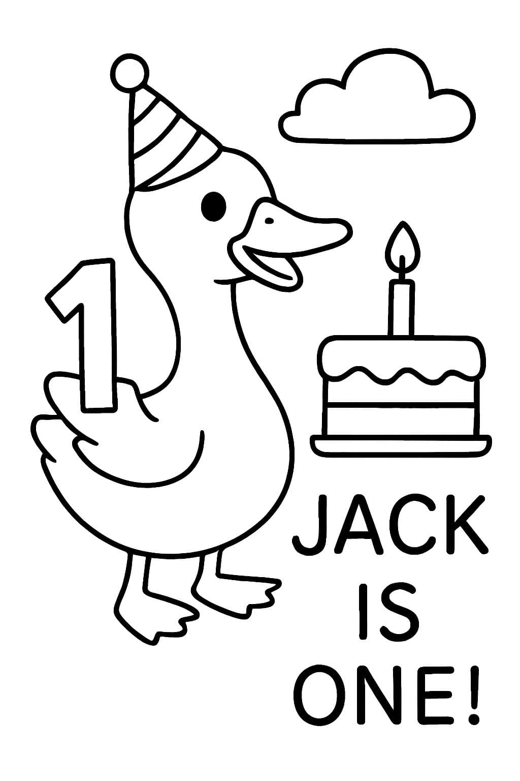 ganso tonto llamado Jack en su primer cumpleaños