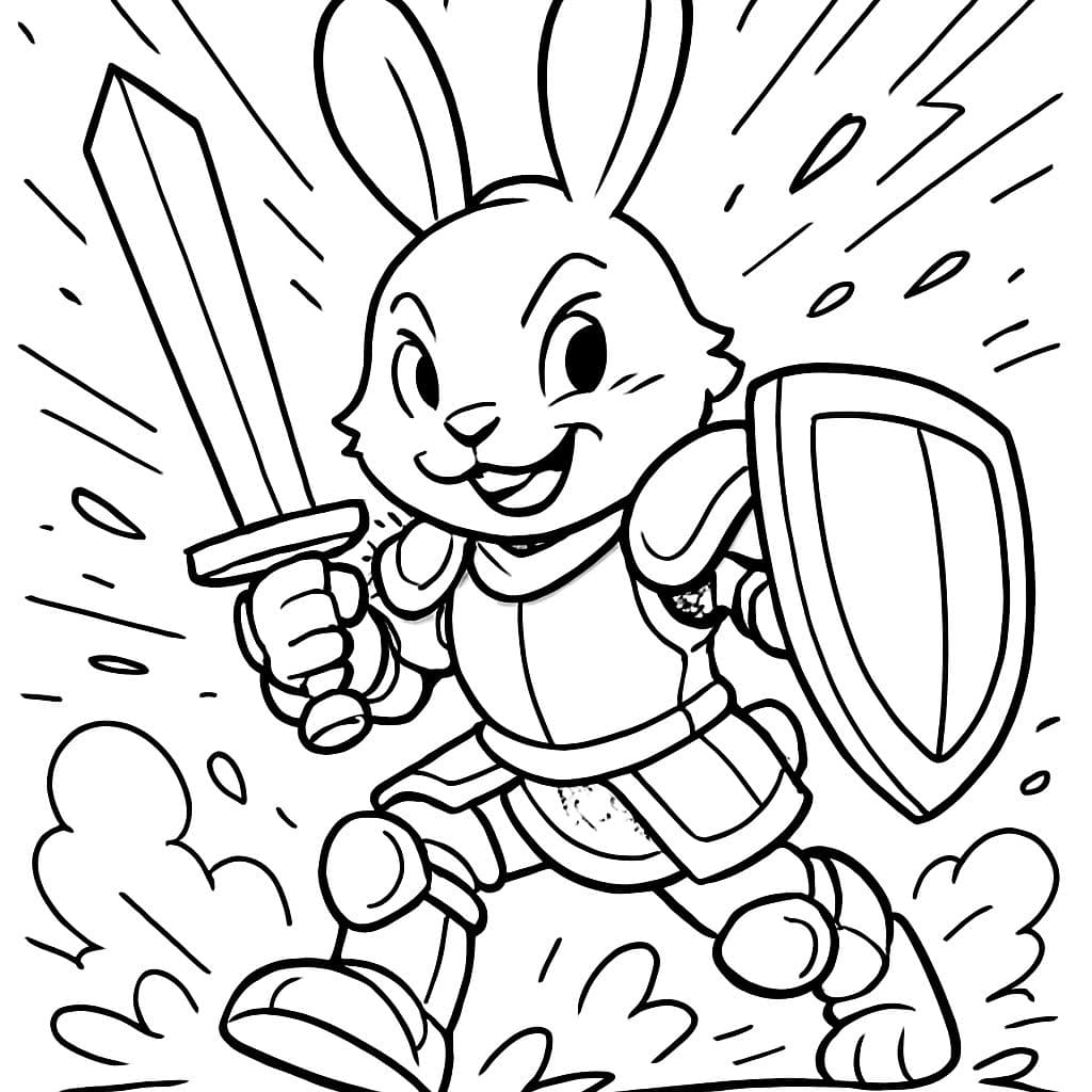 un lapin en armure de chevalier ayant l'air fort et mignon