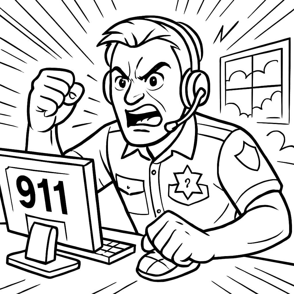 Despachador masculino de 911 enojado en uniforme