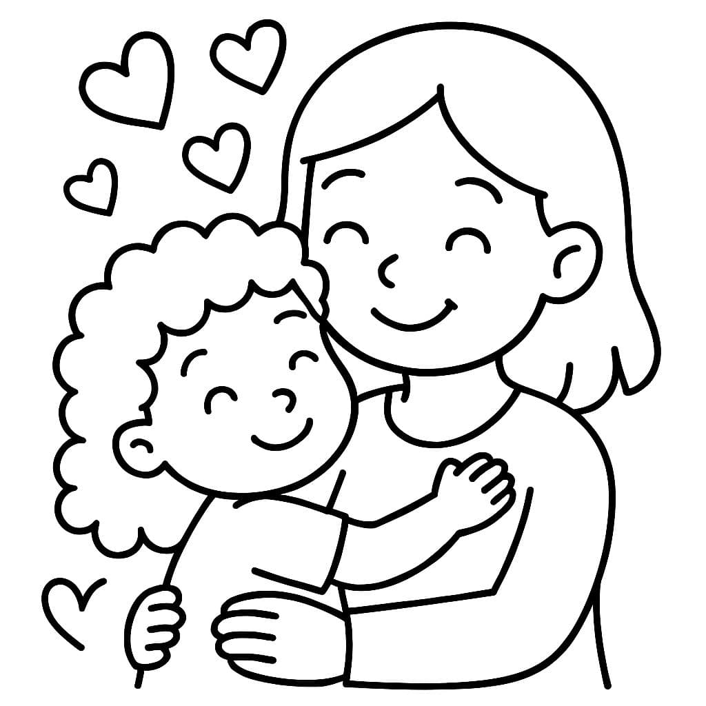 Une fille aux cheveux bouclés avec maman et beaucoup d'amour