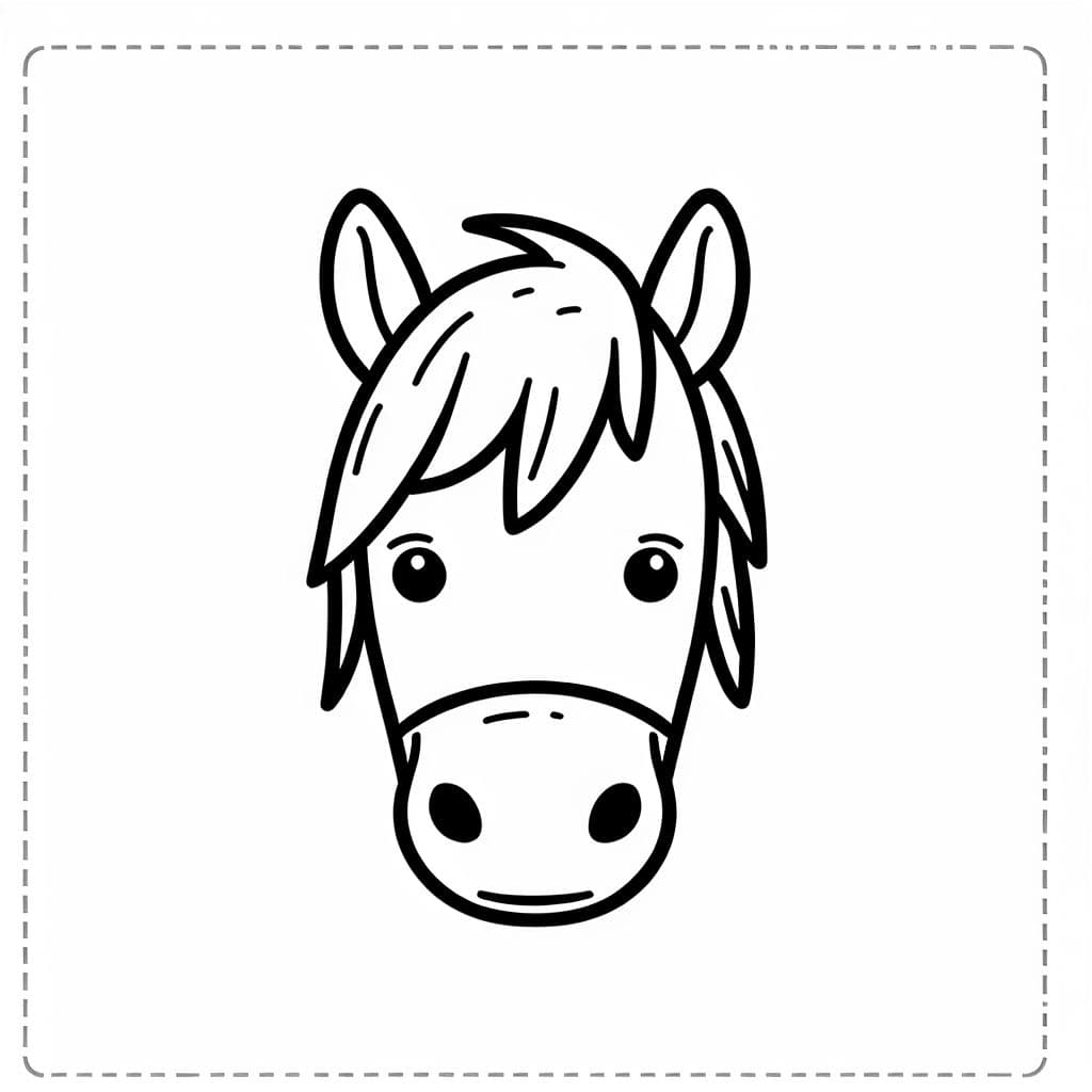 Una cabeza de caballo de frente con poca crin