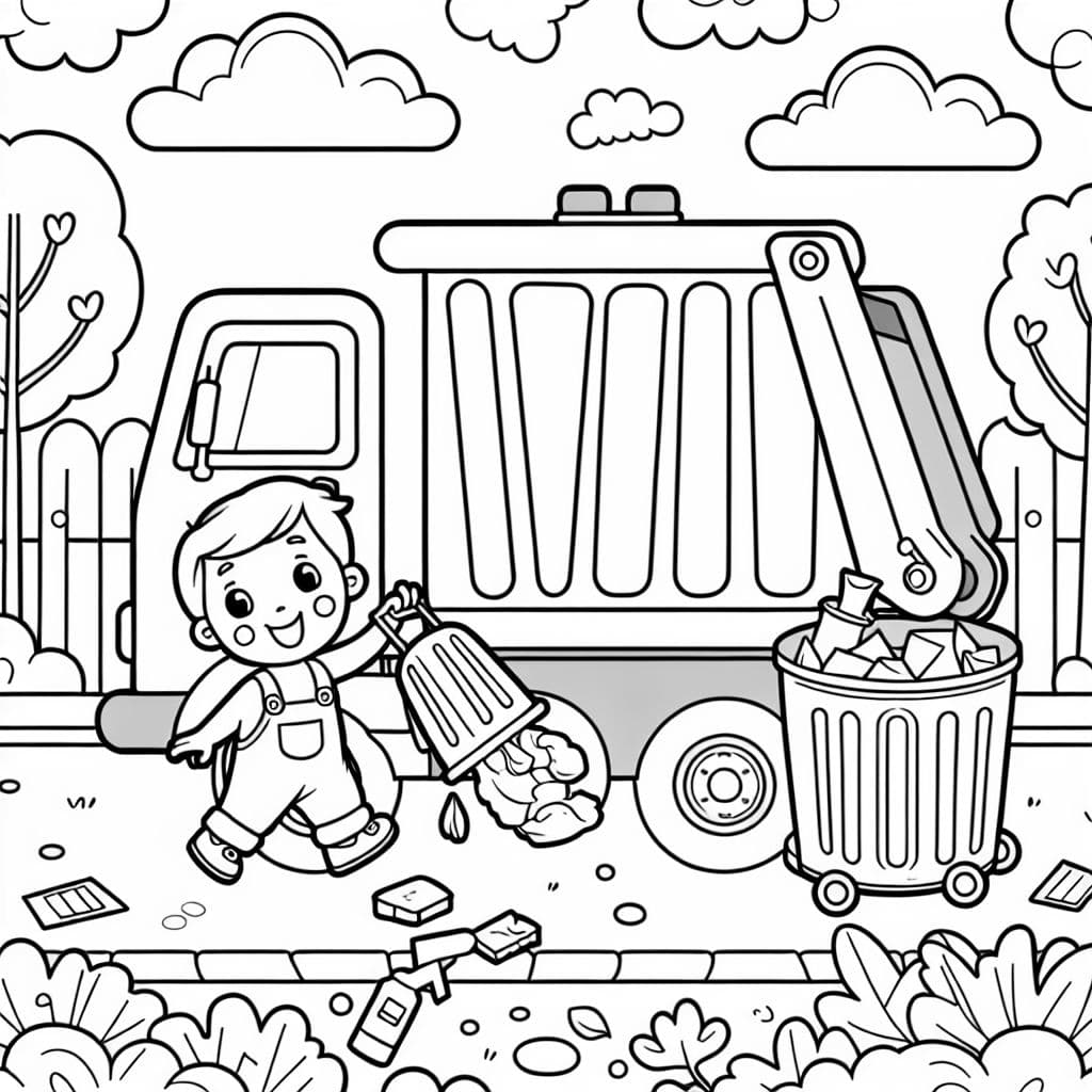 Un camion poubelle vidant des déchets d'une poubelle dans le camion.