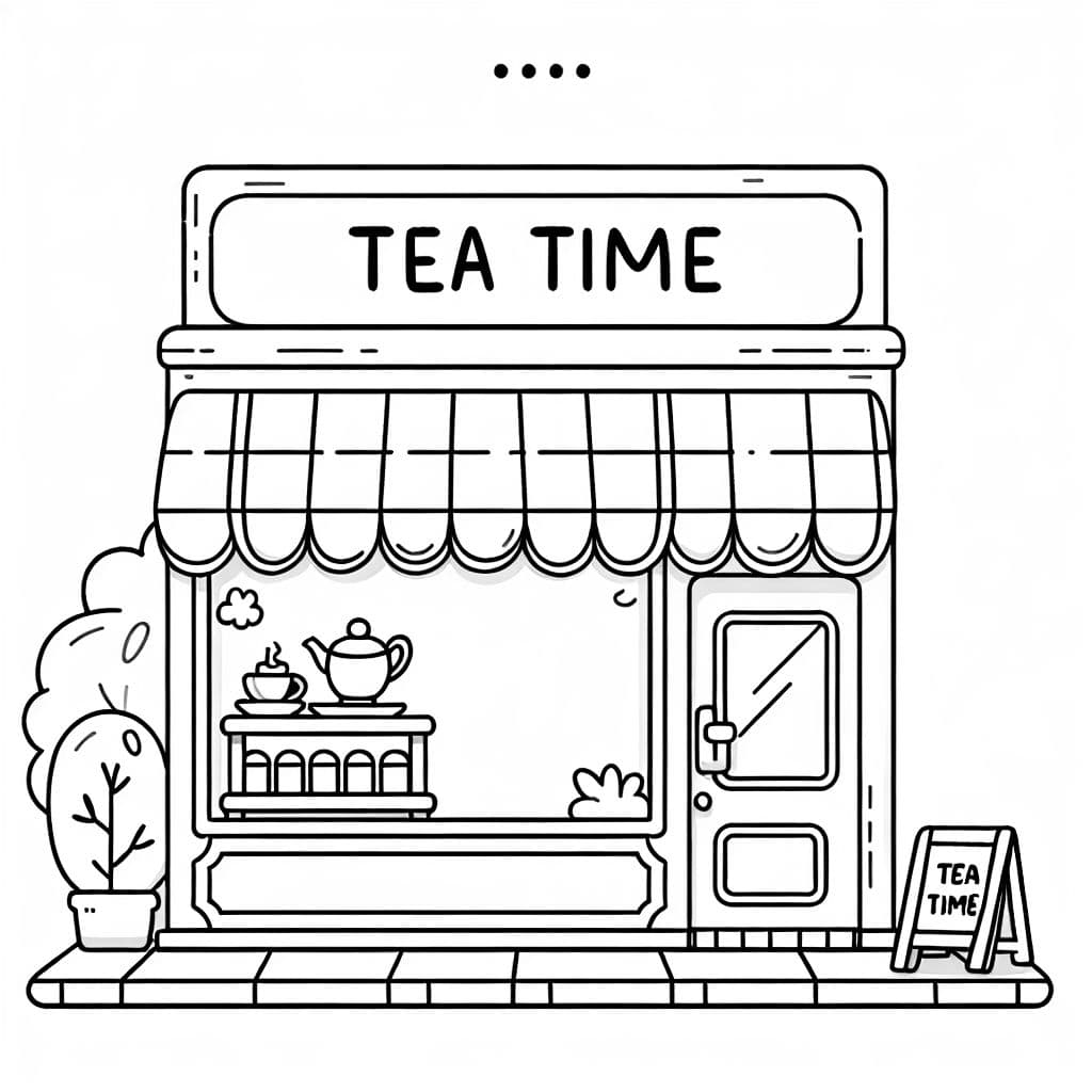 Una tienda de té vintage con un cartel de 'Tea Time'.