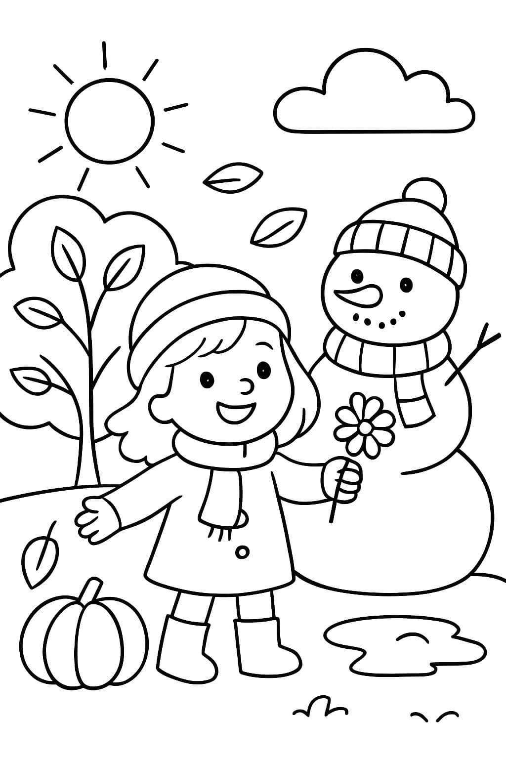 páginas para colorear de las estaciones para niños