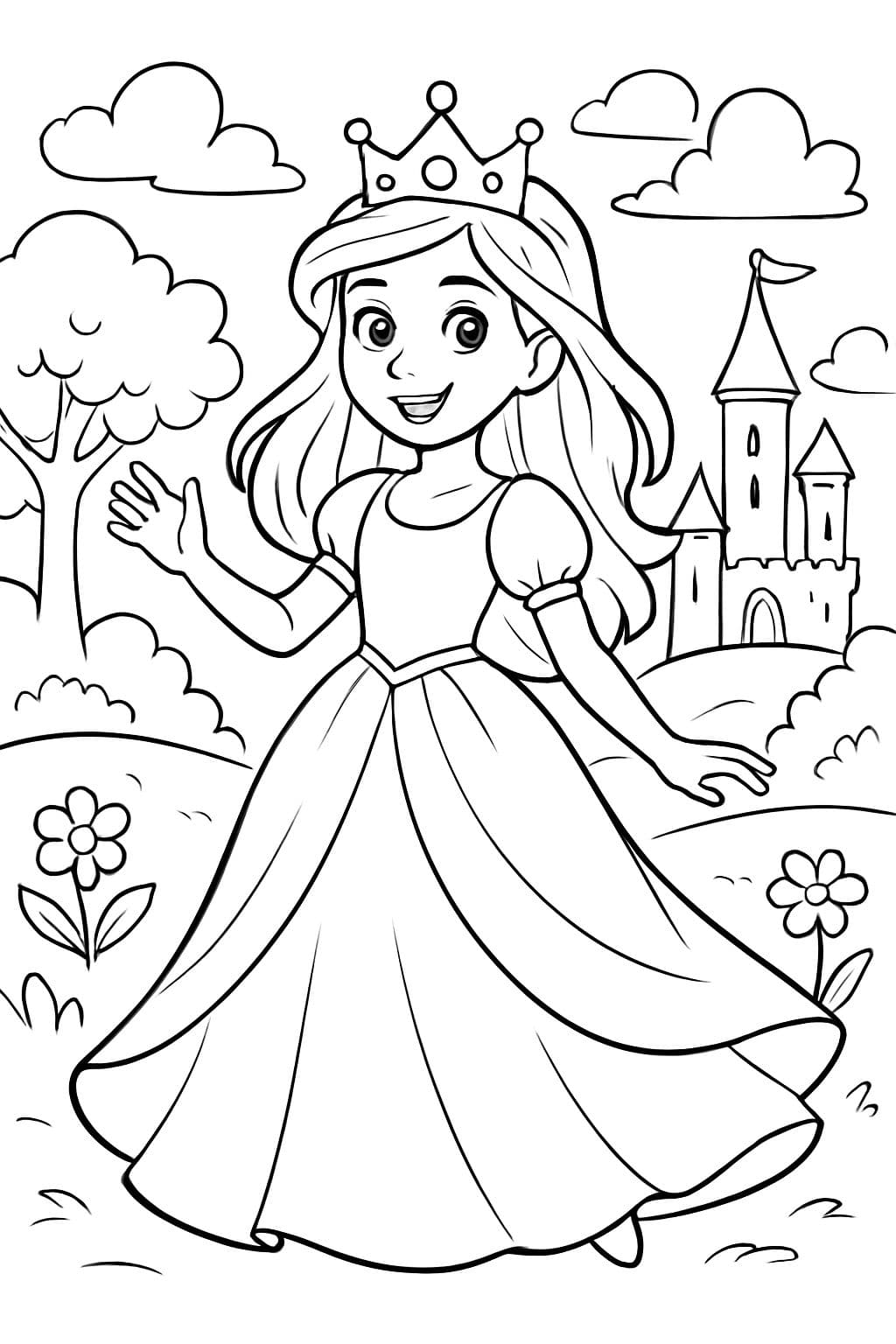 Eine Prinzessin mit langem Kleid und Krone namens Husna