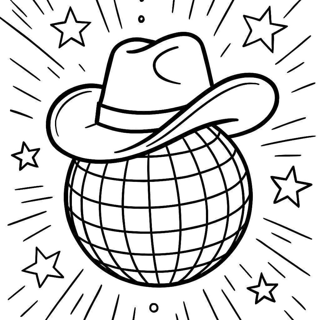 Un sombrero de vaquero sobre una bola de discoteca