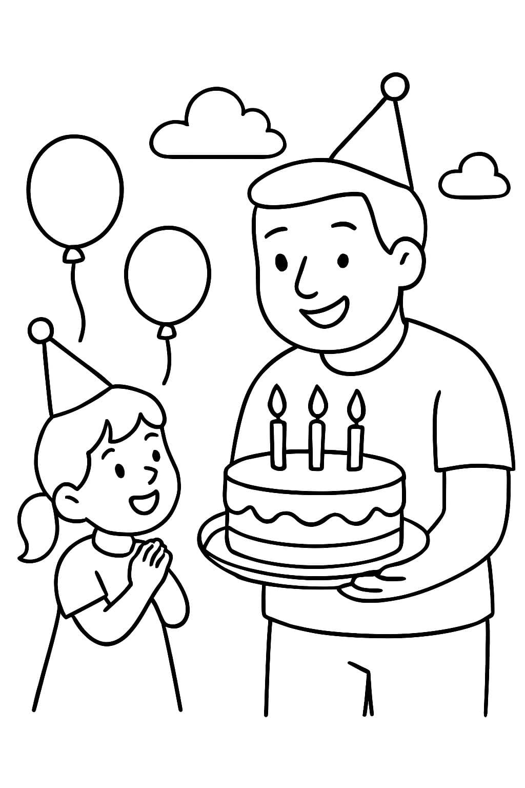 Un hombre tiene cumpleaños y celebra con una niña pequeña
