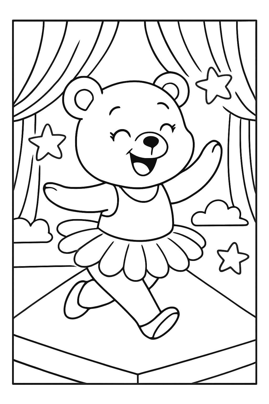 Un oso vestido con un tutu caminando por la pasarela.