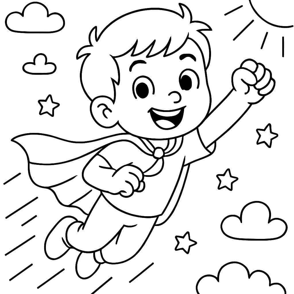 un niño que puede volar con una capa de superhéroe