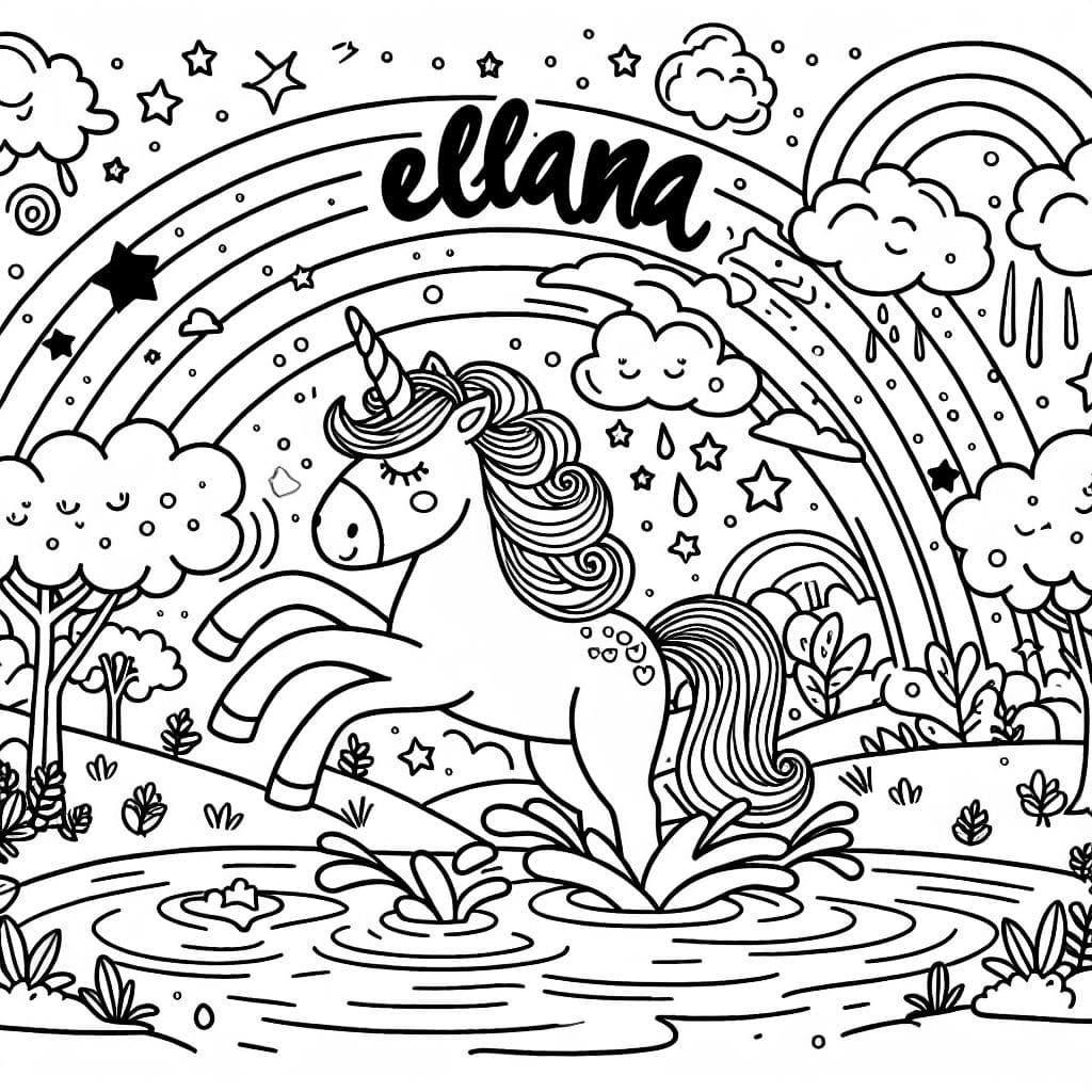 A unicorn in the water with the words Elliana