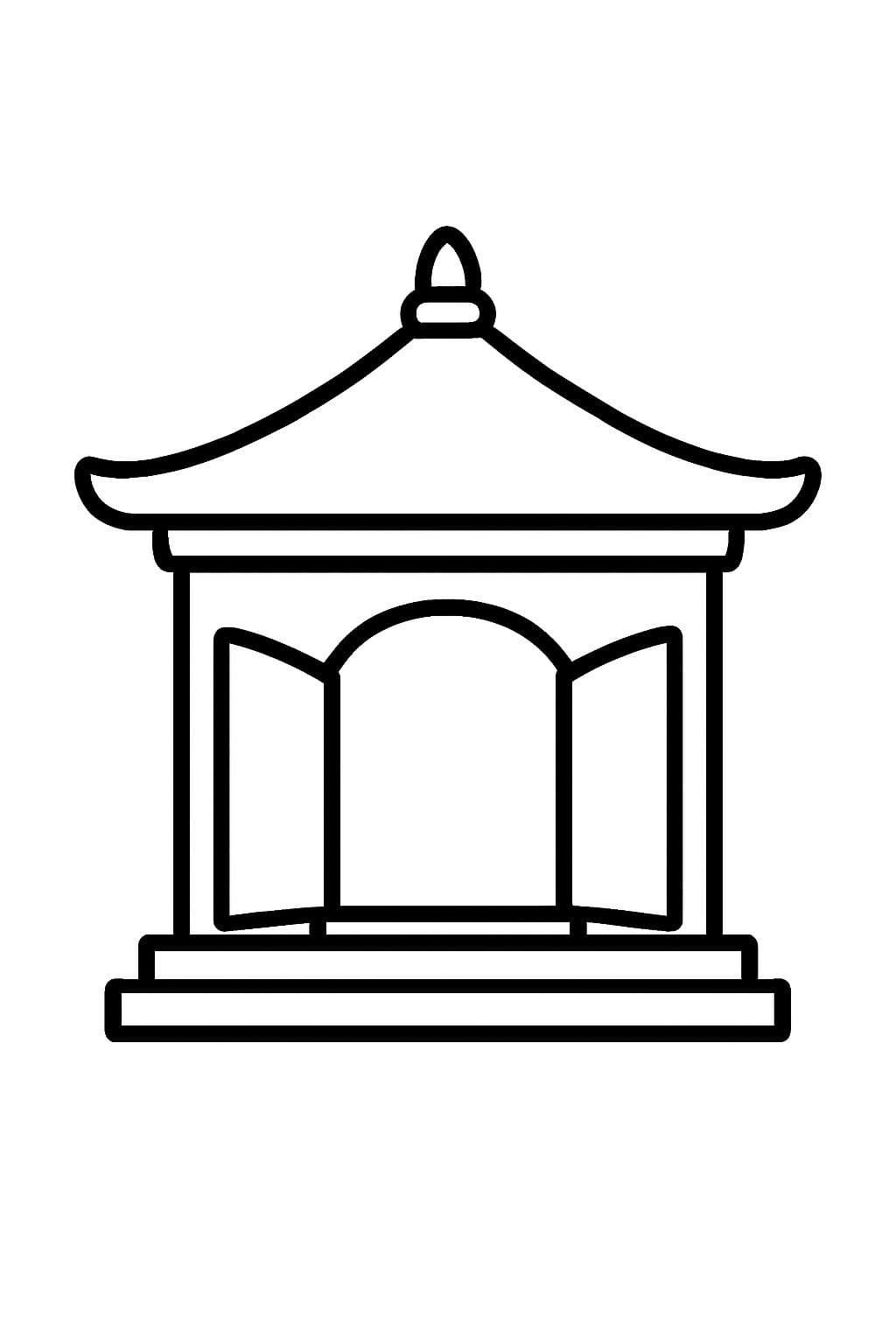 templo de estilo antiguo con puertas abiertas