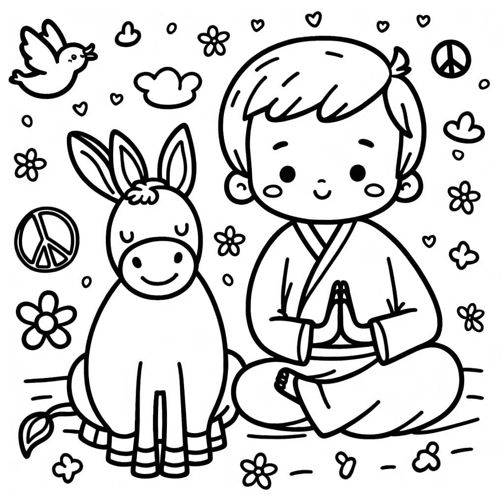 La paz es un estado de armonía y tranquilidad. Este dibujo presenta imágenes relacionadas con el tema de la paz.