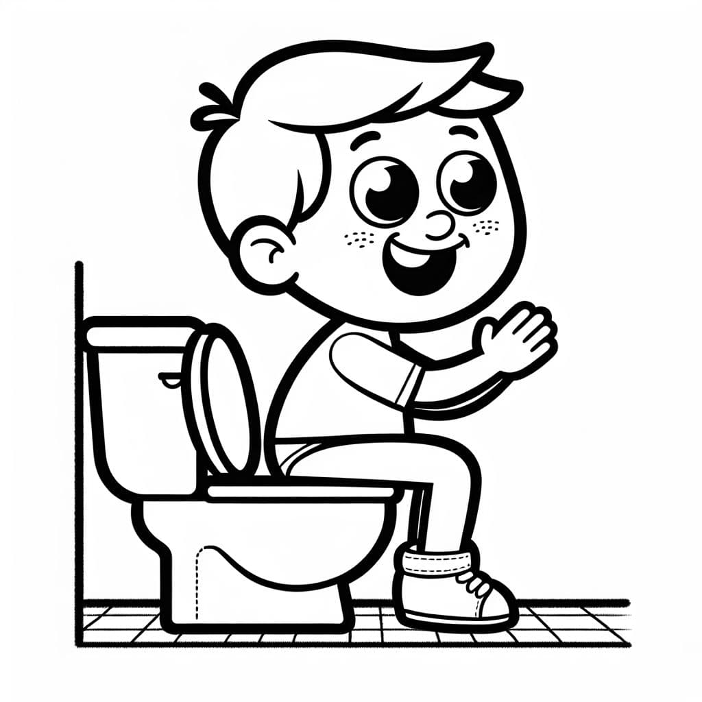 einen sohn der auf dem klo sitz und quatsch macht