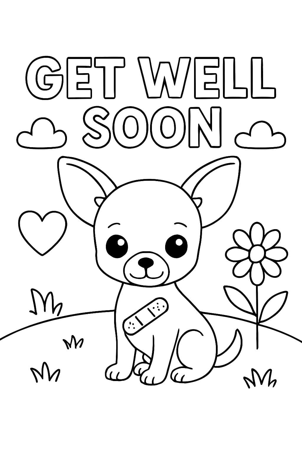 Tarjeta de pronto recuperación con un chihuahua